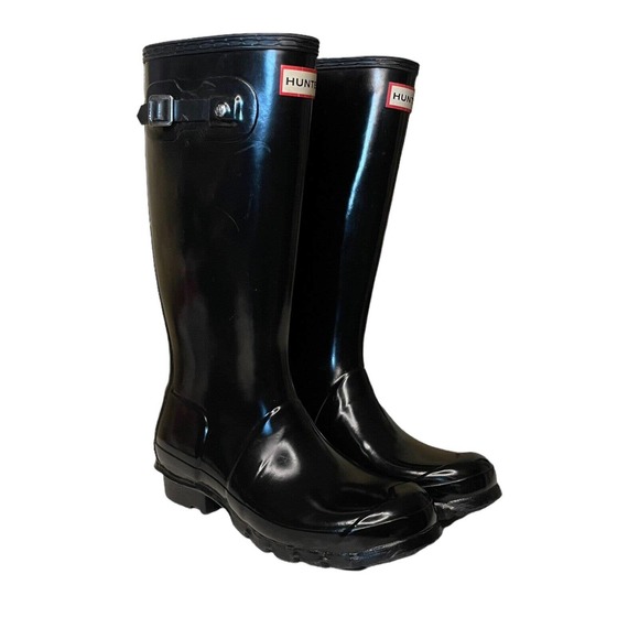 Hunter Original Kids Gloss Black Rain Boots - Picture 1 of 13